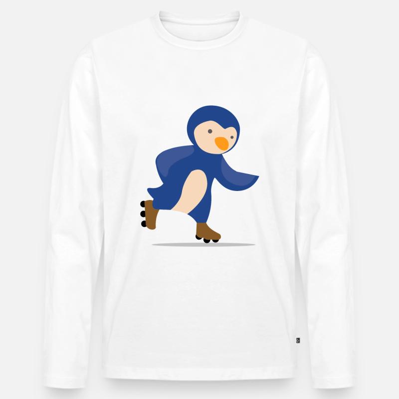 Rollschuh Pinguin Geschenk - Männer Premium Bio Langarmshirt - undefined
