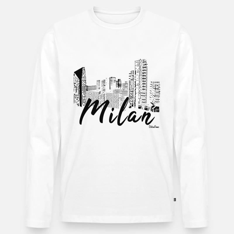 Skyline Milan als Geschenkidee - Männer Premium Bio Langarmshirt - Weiß