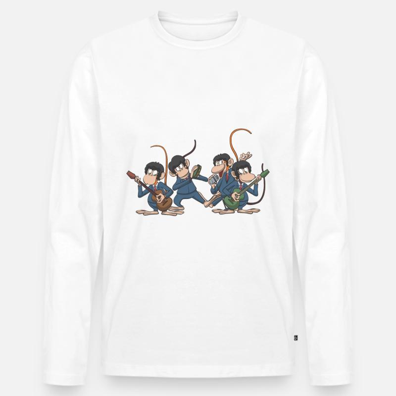 Affige Pop Band - Männer Premium Bio Langarmshirt - Weiß