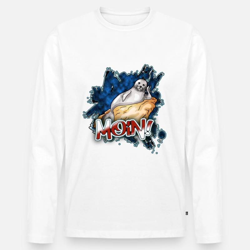 Moin Robbe | Yolo-Artwork - Männer Premium Bio Langarmshirt - Weiß