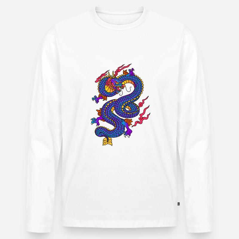 Drache - Männer Premium Bio Langarmshirt - Weiß