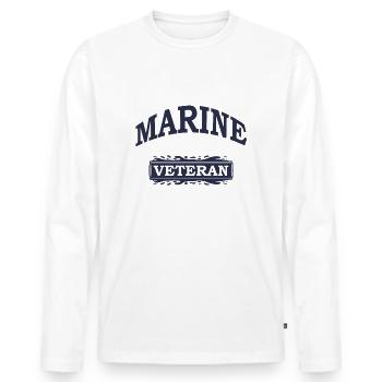 Marine veteran - Men's Premium Organic Long Sleeve Shirt - white - Front - Nico (187cm)