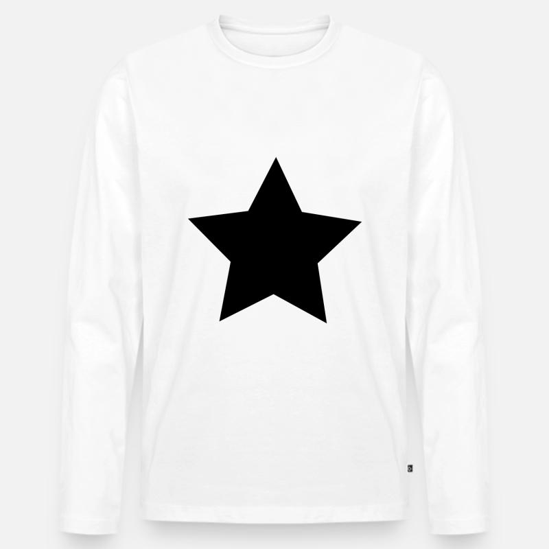 Schwarzer Stern - Männer Premium Bio Langarmshirt - Weiß