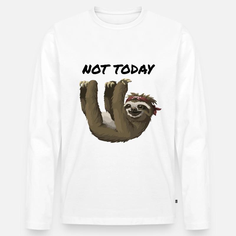Sloth Faultier Not Today - Männer Premium Bio Langarmshirt - Weiß