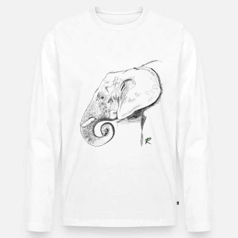 Elefant - Männer Premium Bio Langarmshirt - Weiß