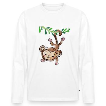 Adam monkey - Men's Premium Organic Long Sleeve Shirt - white - Front - Nico (187cm)