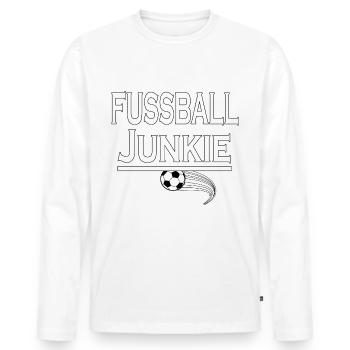 Fussball Junkie Fußball Spruch als Geschenkidee - Männer Premium Bio Langarmshirt - Weiß - Vorne - Nico (187cm)