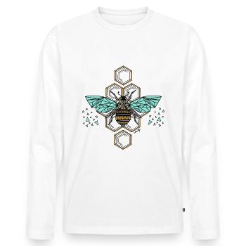 Queen B geometric - Men's Premium Organic Long Sleeve Shirt - white - Front - Nico (187cm)