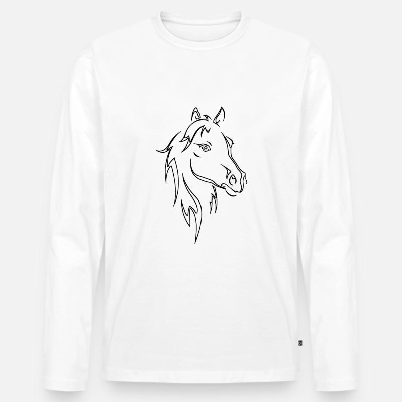Pferdekopf - Männer Premium Bio Langarmshirt - Weiß