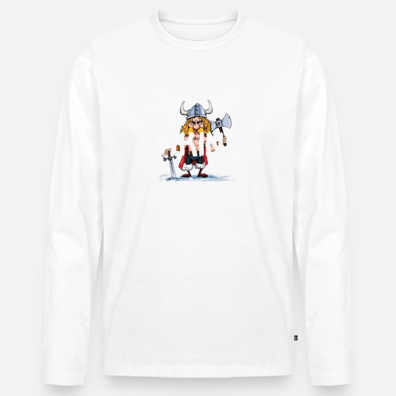 Wikinger-Logo - Männer Premium Bio Langarmshirt - Weiß