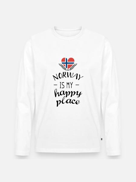 Norway Scandinavia Happy - Men's Premium Organic Long Sleeve Shirt - white