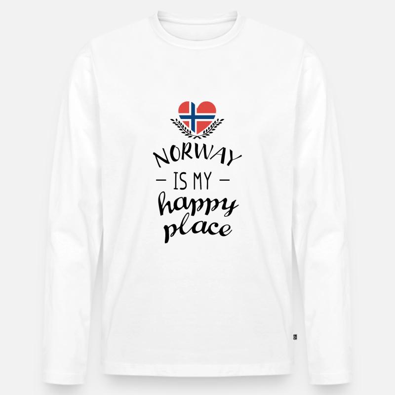 Norway Scandinavia Happy - Männer Premium Bio Langarmshirt - Weiß