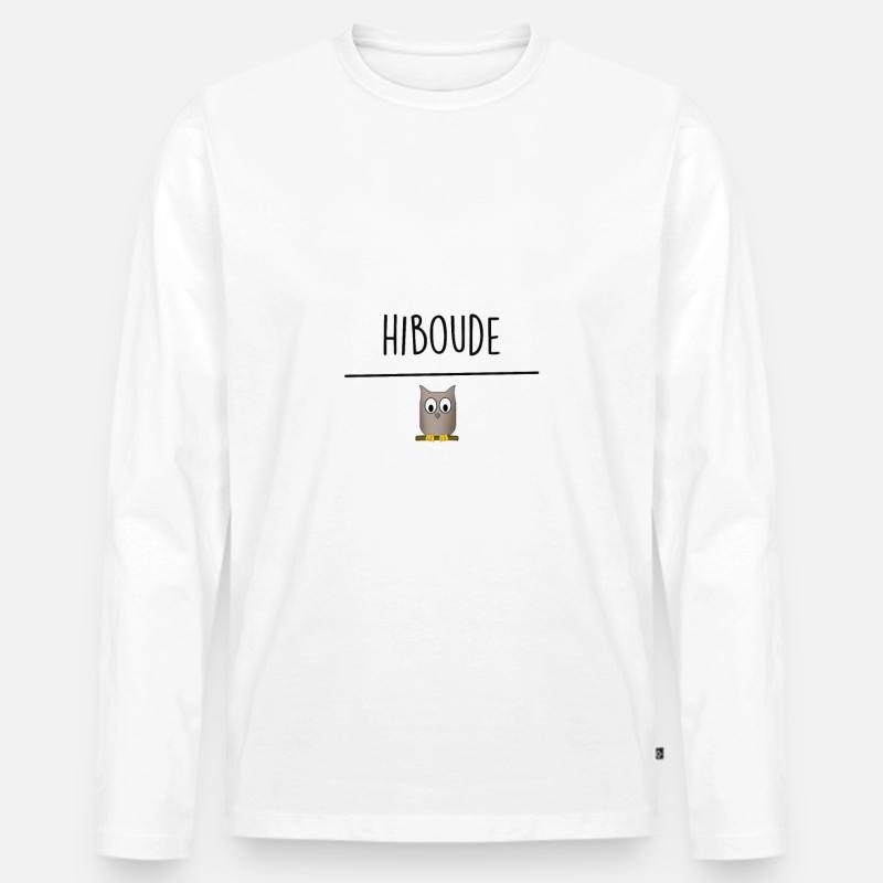 Eule - Männer Premium Bio Langarmshirt - Weiß