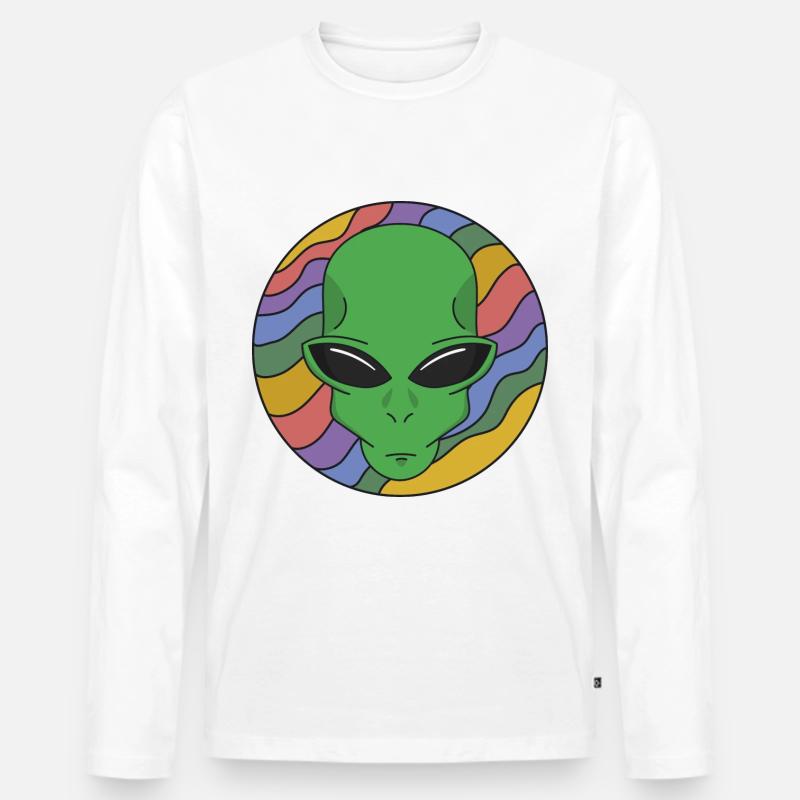 psychedelischer Alien - Männer Premium Bio Langarmshirt - Weiß