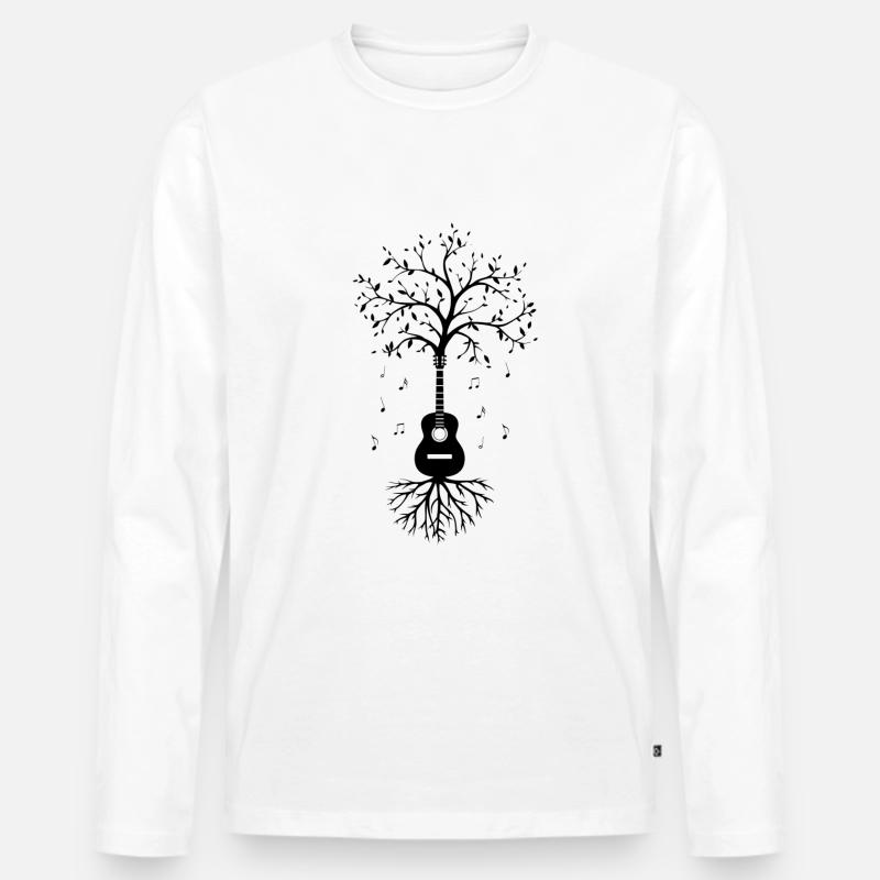 Guitar Tree - Männer Premium Bio Langarmshirt - Weiß