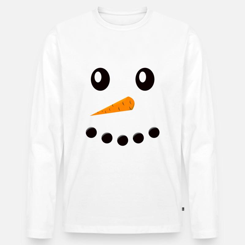 Schneemann Gesicht - Männer Premium Bio Langarmshirt - Weiß
