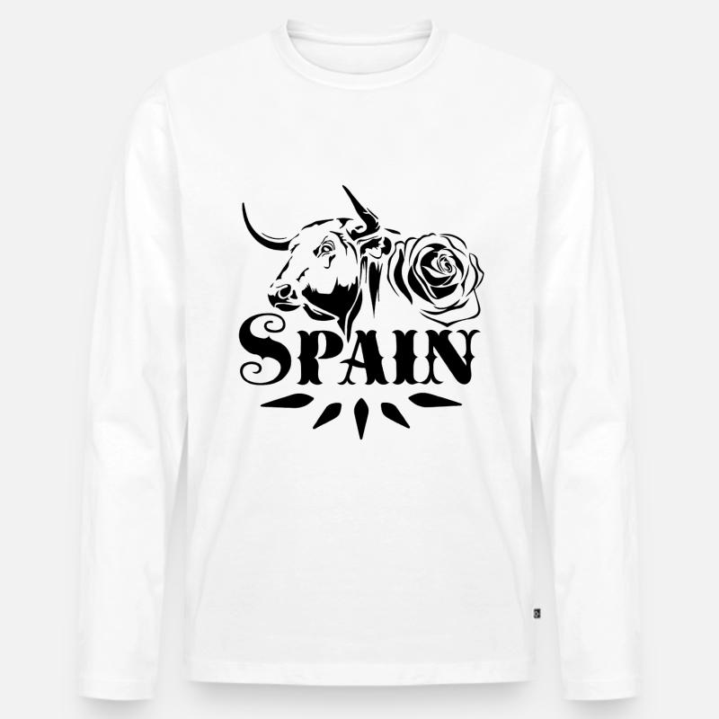 Spain - Männer Premium Bio Langarmshirt - Weiß