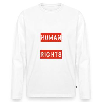Droits humains - T-shirt manches longues Premium bio Homme - blanc - Devant - Nico (187cm)
