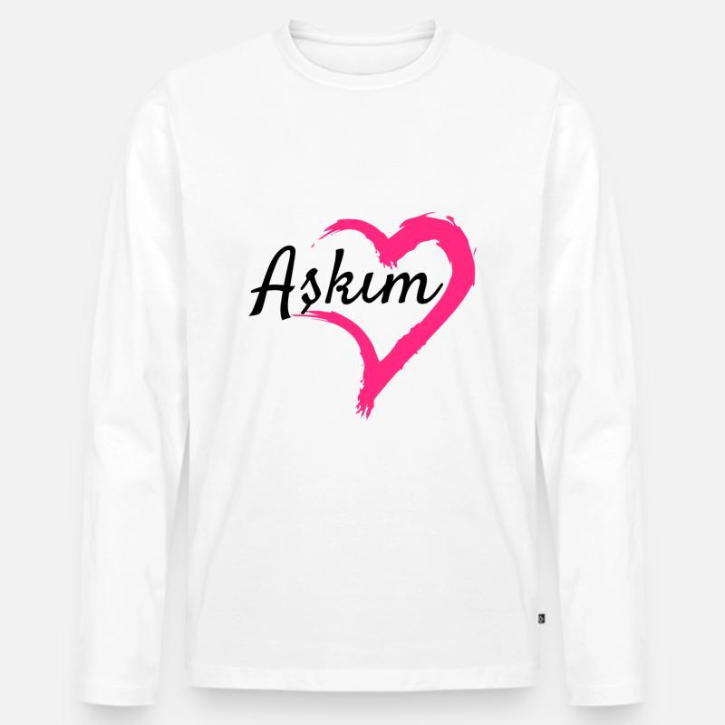 Askim Wort Türkisch Geschenkidee Liebe - Männer Premium Bio Langarmshirt - Weiß