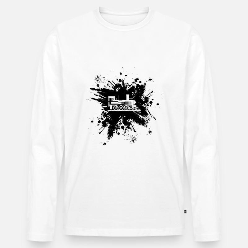 Eisenbahn Modellbahn Lokführer Eisenbahner - Männer Premium Bio Langarmshirt - Weiß