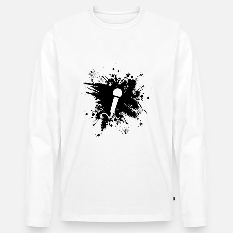 Mikrofon Geschenk - Männer Premium Bio Langarmshirt - Weiß