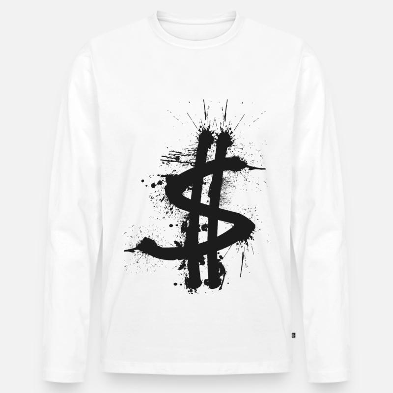 BTBR $ Dollar Splash - Männer Premium Bio Langarmshirt - Weiß