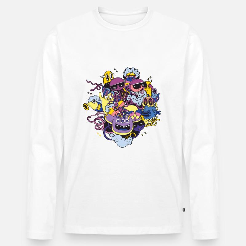 Alien Team - Männer Premium Bio Langarmshirt - Weiß