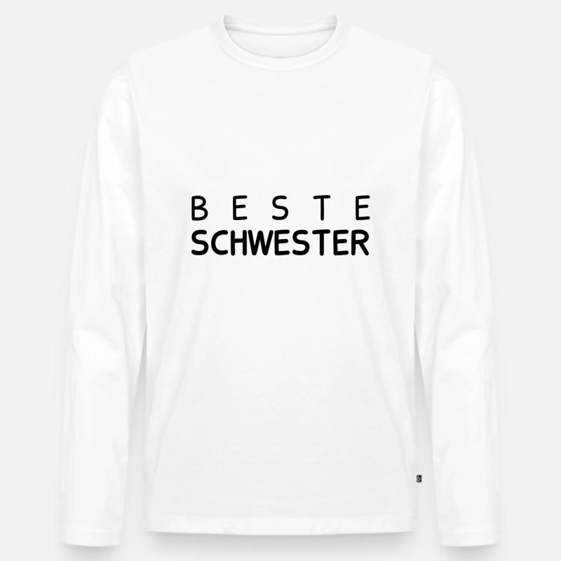 Beste Schwester - Männer Premium Bio Langarmshirt - Weiß