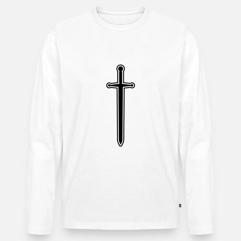 Schwert - Männer Premium Bio Langarmshirt - Weiß
