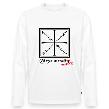HEMA - Meyer me softly - simpel, für Helles - Männer Premium Bio Langarmshirt - Weiß - Vorne - Nico (187cm)