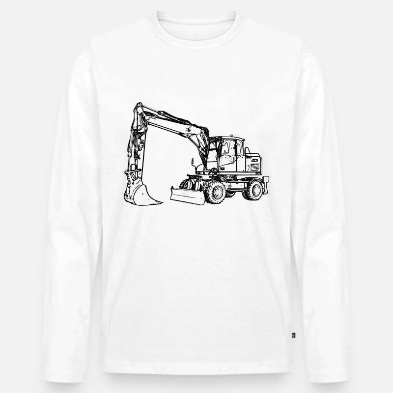 Bagger Radbagger Schaufelbagger schwarz - Männer Premium Bio Langarmshirt - Weiß