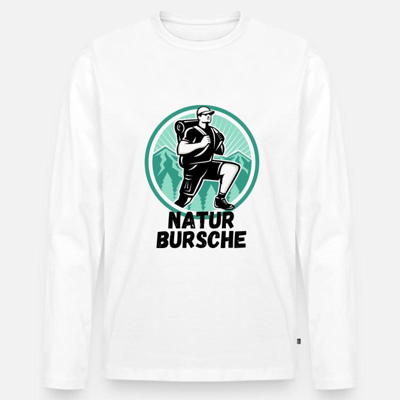 echter Naturbursche - Männer Premium Bio Langarmshirt - Weiß
