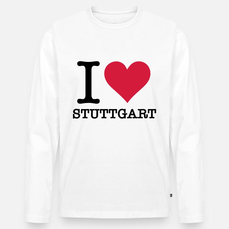 Ich liebe Stuttgart - Männer Premium Bio Langarmshirt - Weiß