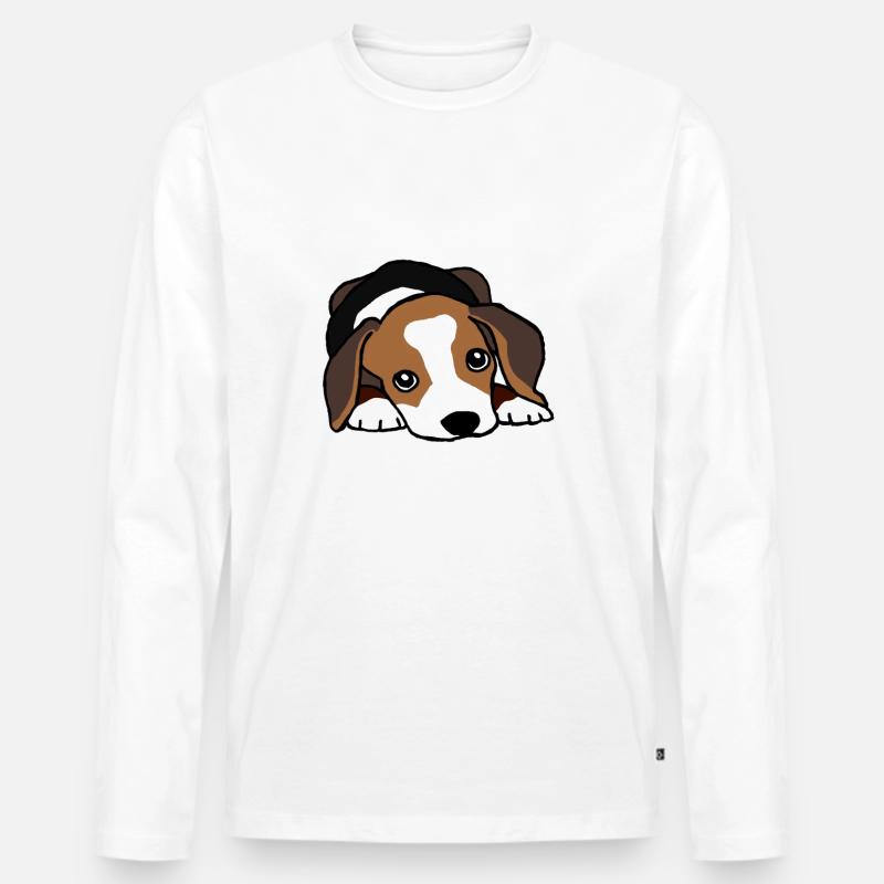 Beagle, Hund, Hunderasse, Comic - Männer Premium Bio Langarmshirt - Weiß