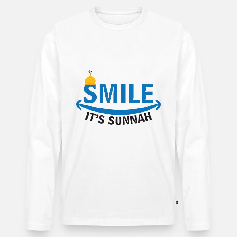smile islam sunnah muhammad - Männer Premium Bio Langarmshirt - Weiß