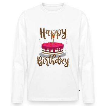 Birthday cake Congratulations - Men's Premium Organic Long Sleeve Shirt - white - Front - Nico (187cm)