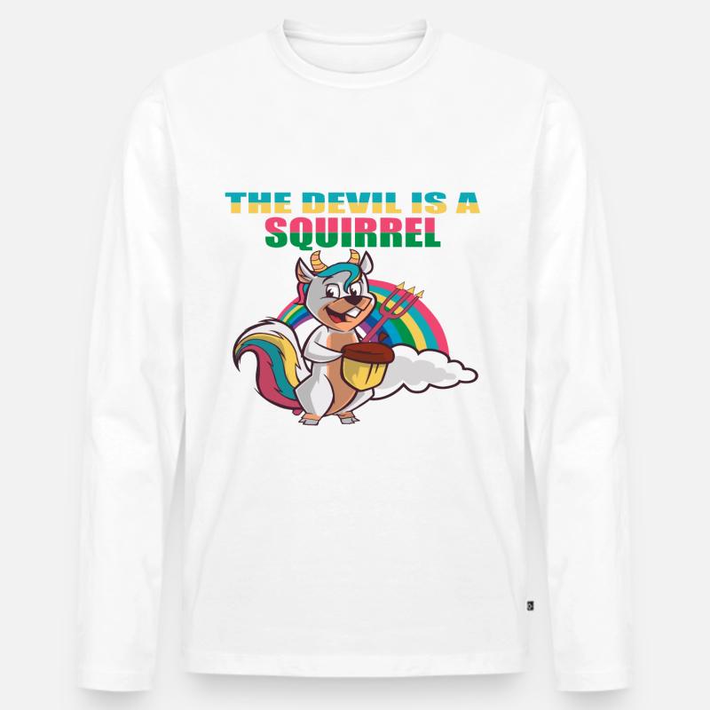 Devil Squirrel,Der Teufel ist ein Eichhörnchen,Fun - Männer Premium Bio Langarmshirt - Weiß