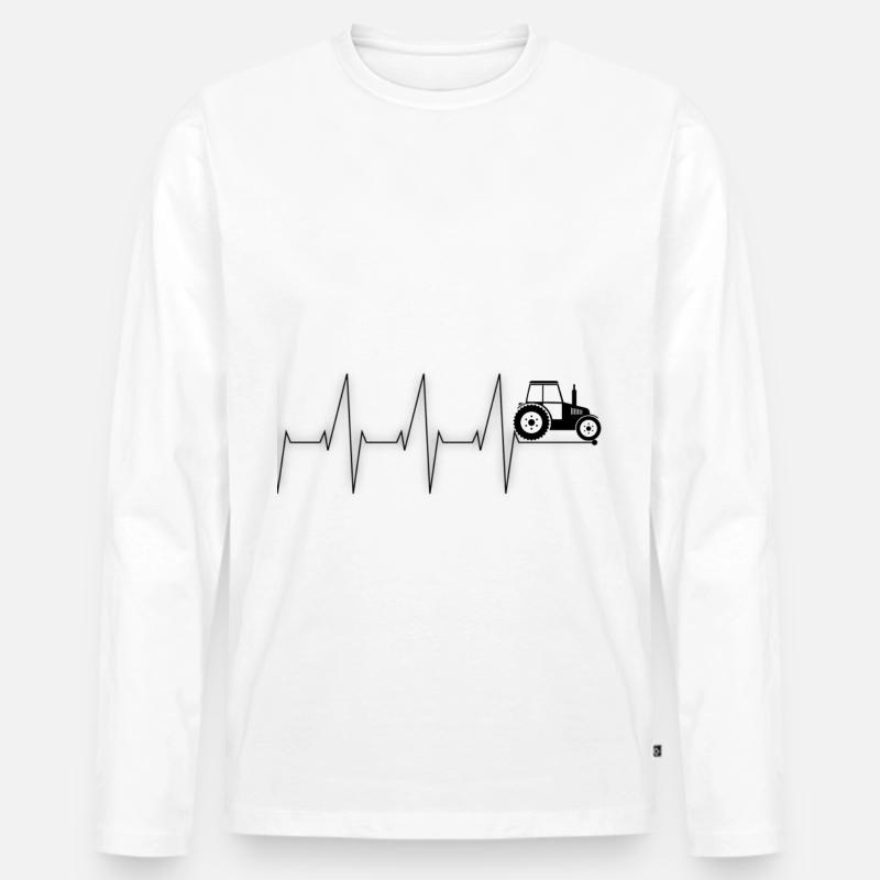 Traktor Ekg - Männer Premium Bio Langarmshirt - Weiß