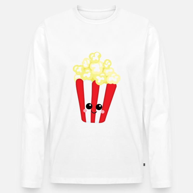 Popcorn - Männer Premium Bio Langarmshirt - Weiß