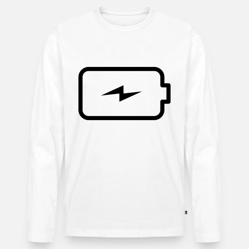 Batterie - Männer Premium Bio Langarmshirt - Weiß
