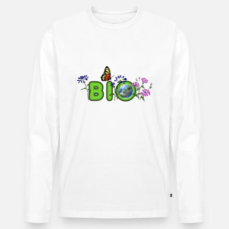 BIO - Männer Premium Bio Langarmshirt - Weiß