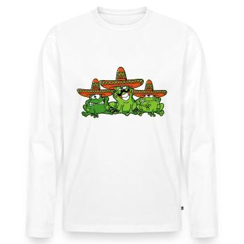 Cinco de Mayo Die 3 Froggitos Mexikaner Lustig - Männer Premium Bio Langarmshirt - Weiß - Vorne - Nico (187cm)