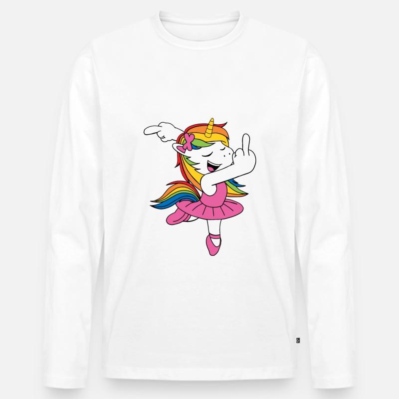 Mittelfinger Einhorn - Männer Premium Bio Langarmshirt - Weiß