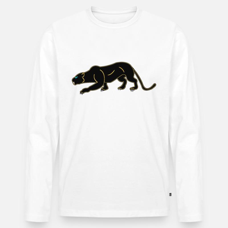 schwarzer Panther - Männer Premium Bio Langarmshirt - Weiß