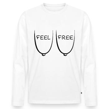 Seins Seins Seins FEEL FREE - T-shirt manches longues Premium bio Homme - blanc - Devant - Nico (187cm)