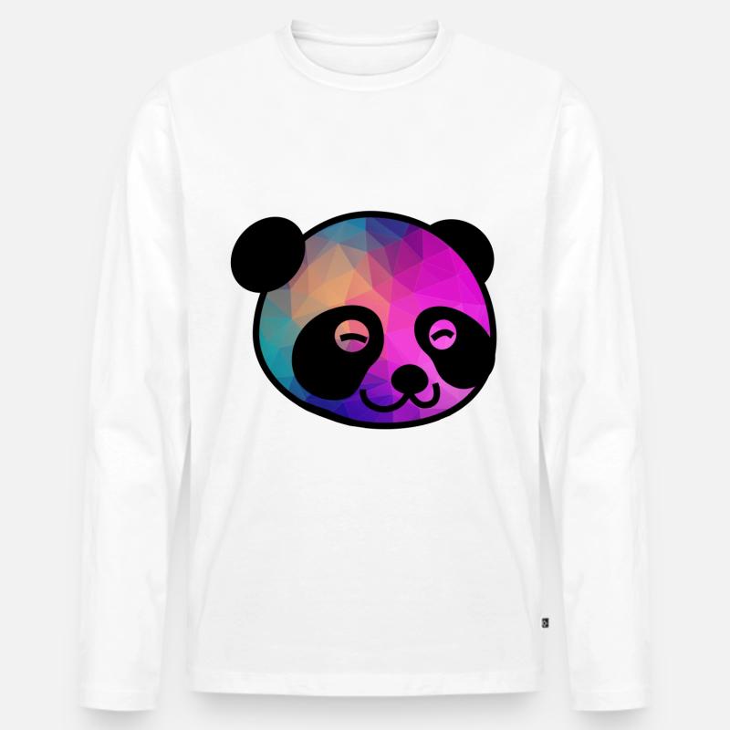 Panda Pandakopf - Männer Premium Bio Langarmshirt - Weiß