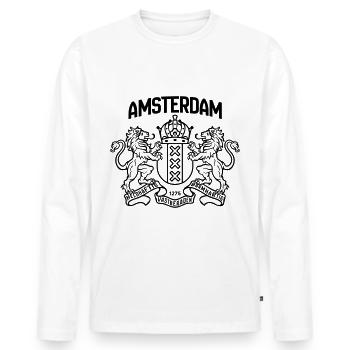 Armoiries d'Amsterdam, incolore - T-shirt manches longues Premium bio Homme - blanc - Devant - Nico (187cm)