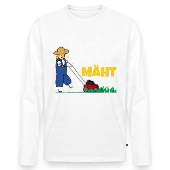 Mäht in Germany Rasenmäher - Männer Premium Bio Langarmshirt - Weiß - Vorne - Nico (187cm)
