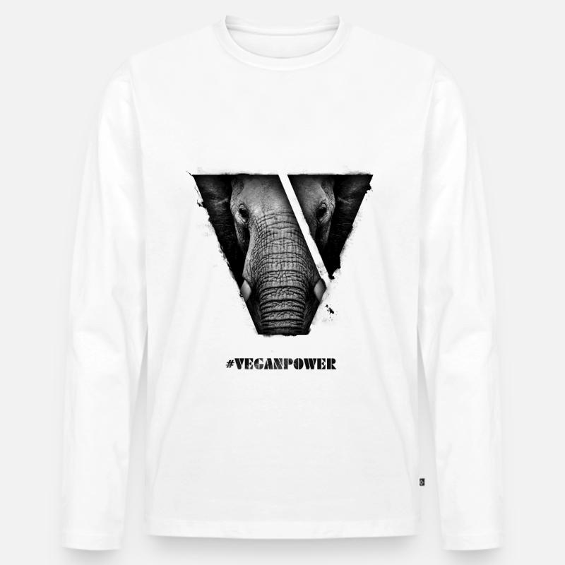 #VeganPower - Elefant - Männer Premium Bio Langarmshirt - Weiß
