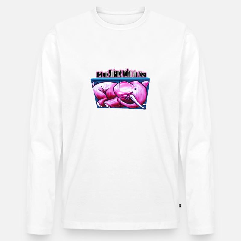 Rosa Elefant - Männer Premium Bio Langarmshirt - Weiß